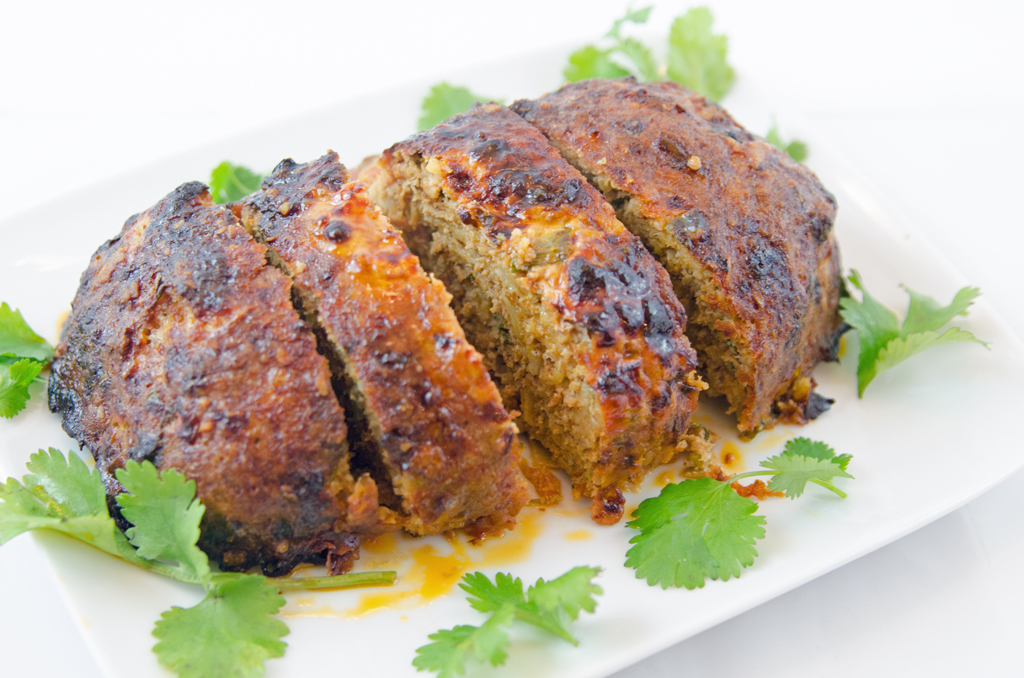 Sliced Chorizo Meatloaf with Cilanto Garnish