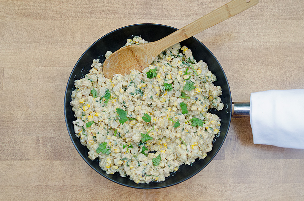 Creamy Roasted Corn Hominy Skillet